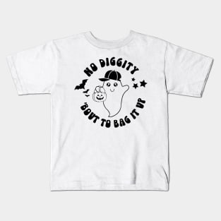 No Diggity Bout To Bag It Up Boy Ghost Boy Halloween Kids T-Shirt